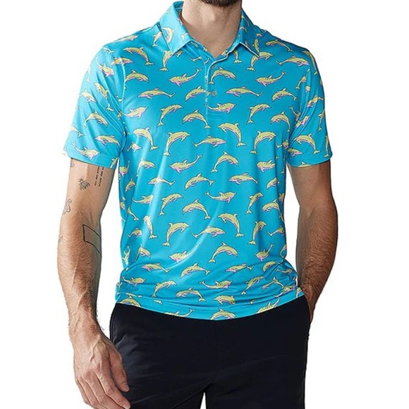 chubbies Other - NEW Chubbies Men's Blue Dolphin Print polo  Shirt size XL